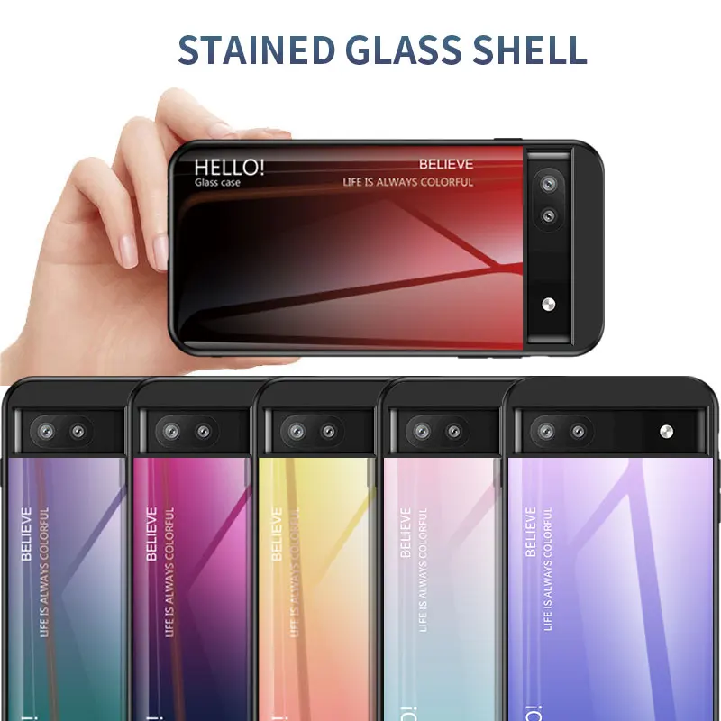 For Google Pixel 6 6A Case Tempered Glass Luxury Gradient Soft Silicone Frame Cover Phone Case For Google Pixel 6A 6 7A 7 Pro