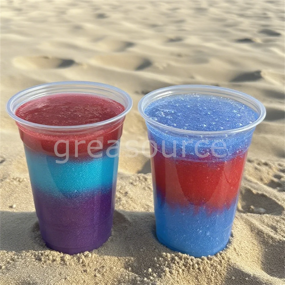Zumo Soda modelos llamativo Dreamy Bue vibrante rojo brillante puesta de sol taza escaparate de burbujas mesa de exhibición cafeterías postre