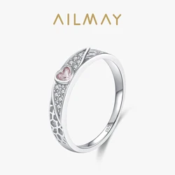 Ailmay Retro 100% 925 Sterling Silver Champagne Love Zircon Ring For Women, Suitable For Everyday Wear And As Gifts