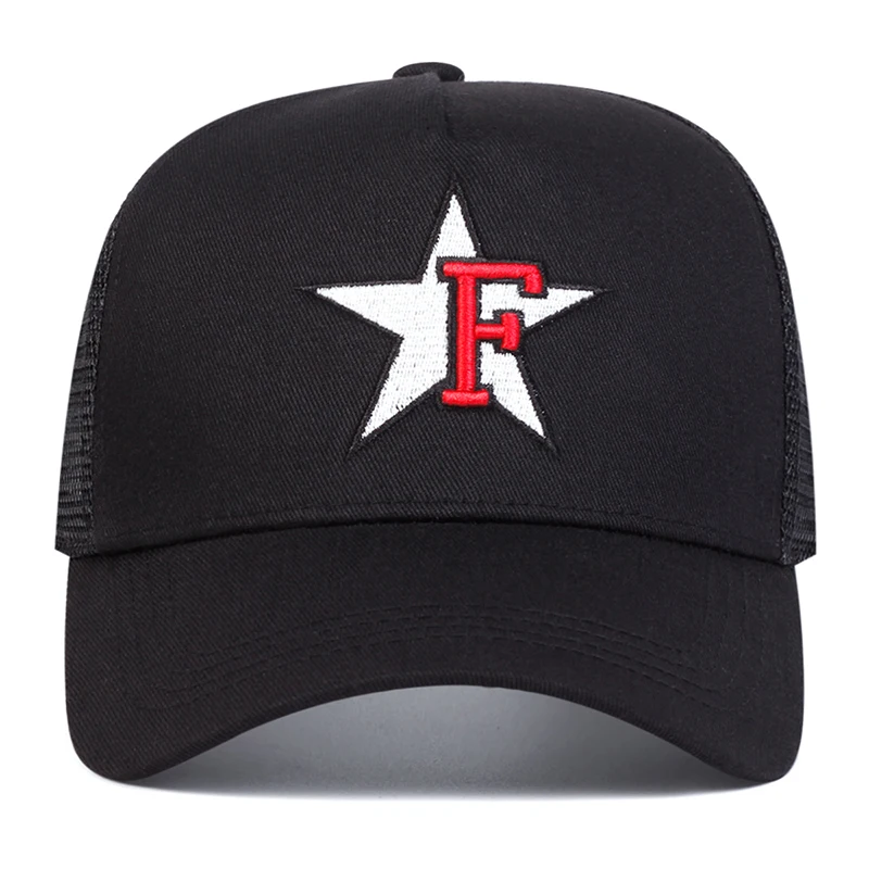 Topi bisbol bordir Pentagram huruf F, topi bisbol uniseks, topi kasual musim semi dan musim panas, topi luar ruangan dapat disesuaikan, topi tabir surya