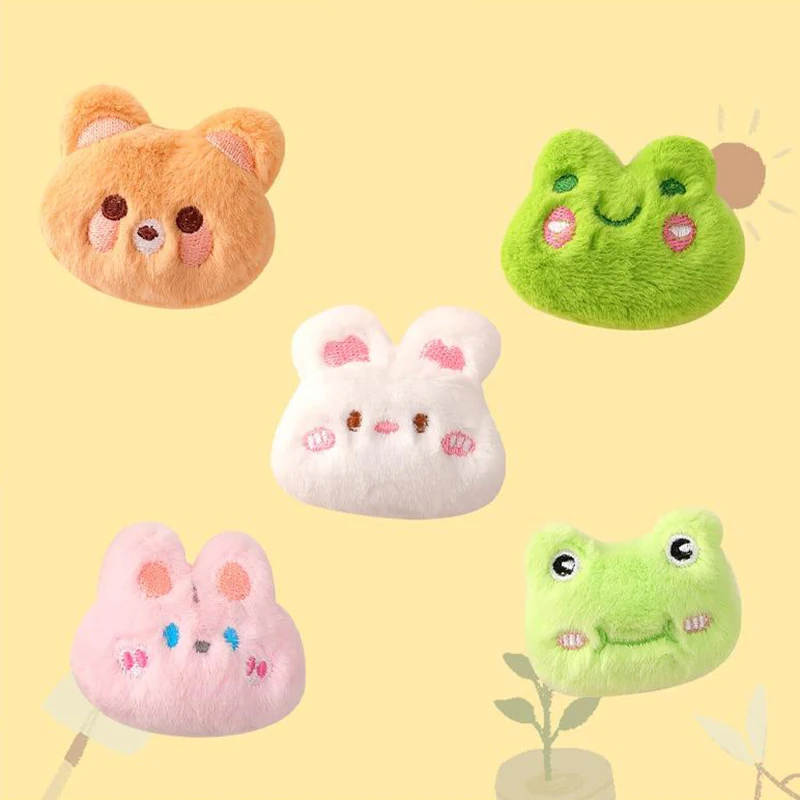 Cute Creative Cartoon Animal Frog Bear Rabbit Plush Doll DIY Personality Backpack Clothes Lapel Pin Decorative Accessories