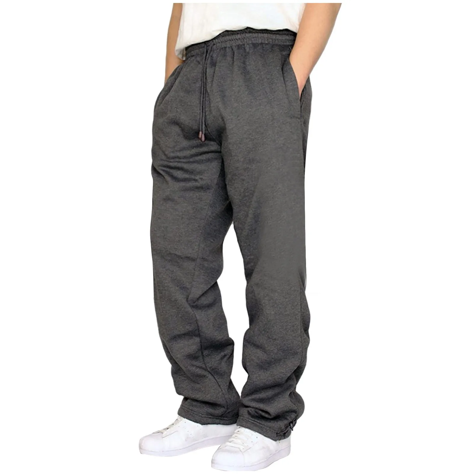 Men\'s Cargo Pants Drawstring Casual Sports Trousers Straight Joggers Sweatpants Fashion Solid Color Long Pants Pantalones