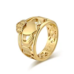 Irish Claddagh Wedding Ring Stainless Steel Heart Crown Wedding Band for Men Women Size 7-12