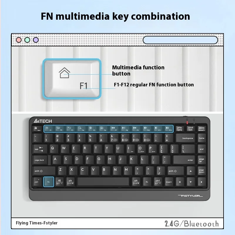 A4tech Fbk11 clavier Bluetooth sans fil pour tablette ordinateur Portable 86 touches multi-appareil clavier double Mode