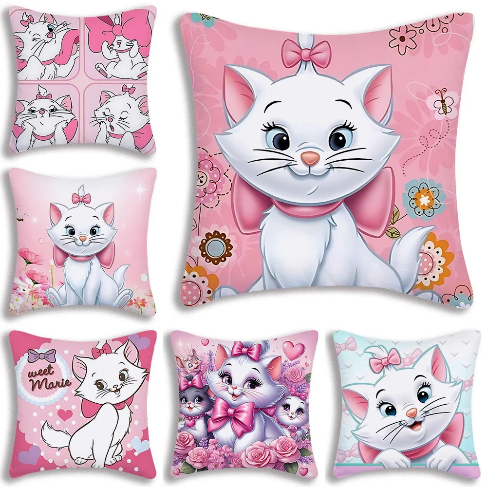 Cute Mary Cat Disneys Pillow Covers Cartoon Sofa Decorative Home Double-sided Printing Short Plush Cute Cushion Cover