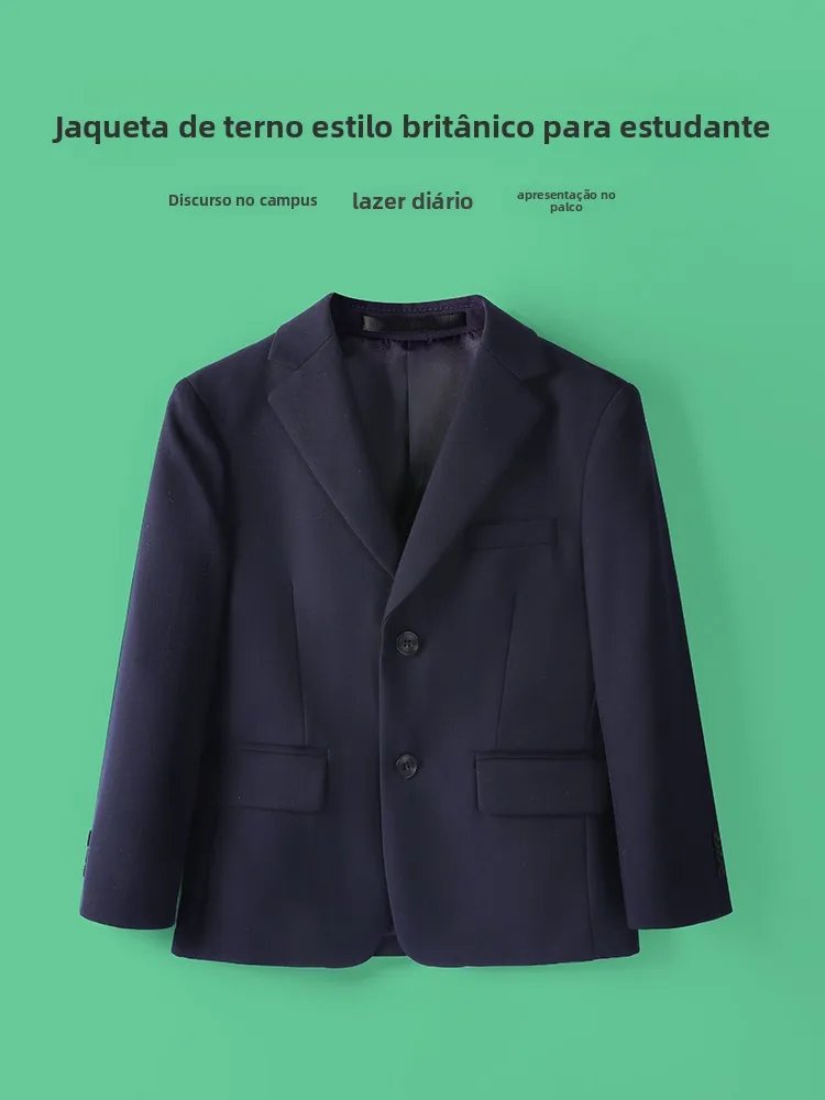school-sle-children's-little-suit-jaet-boys-and-girls-spring-autumn-blue-two-button-coat-polyester-viscose-fiber-blend
