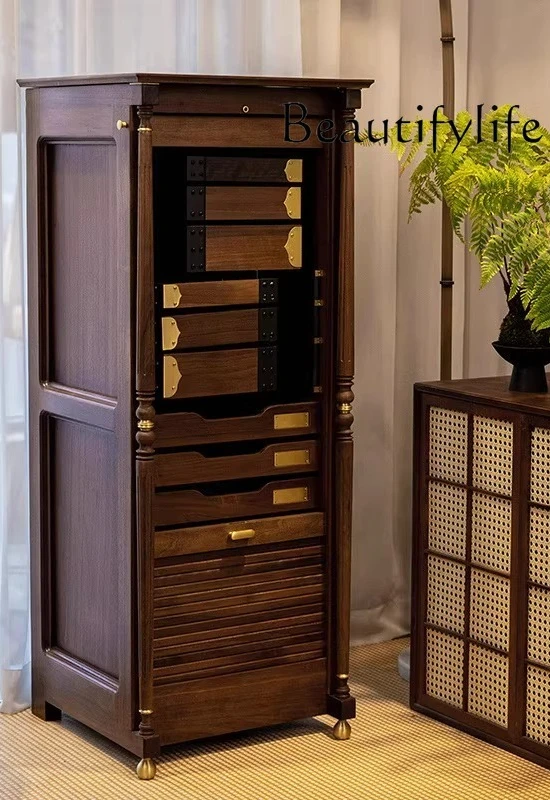 

North American black walnut solid wood floor-to-ceiling storage cabinet medieval jewelry box storage designer high-end