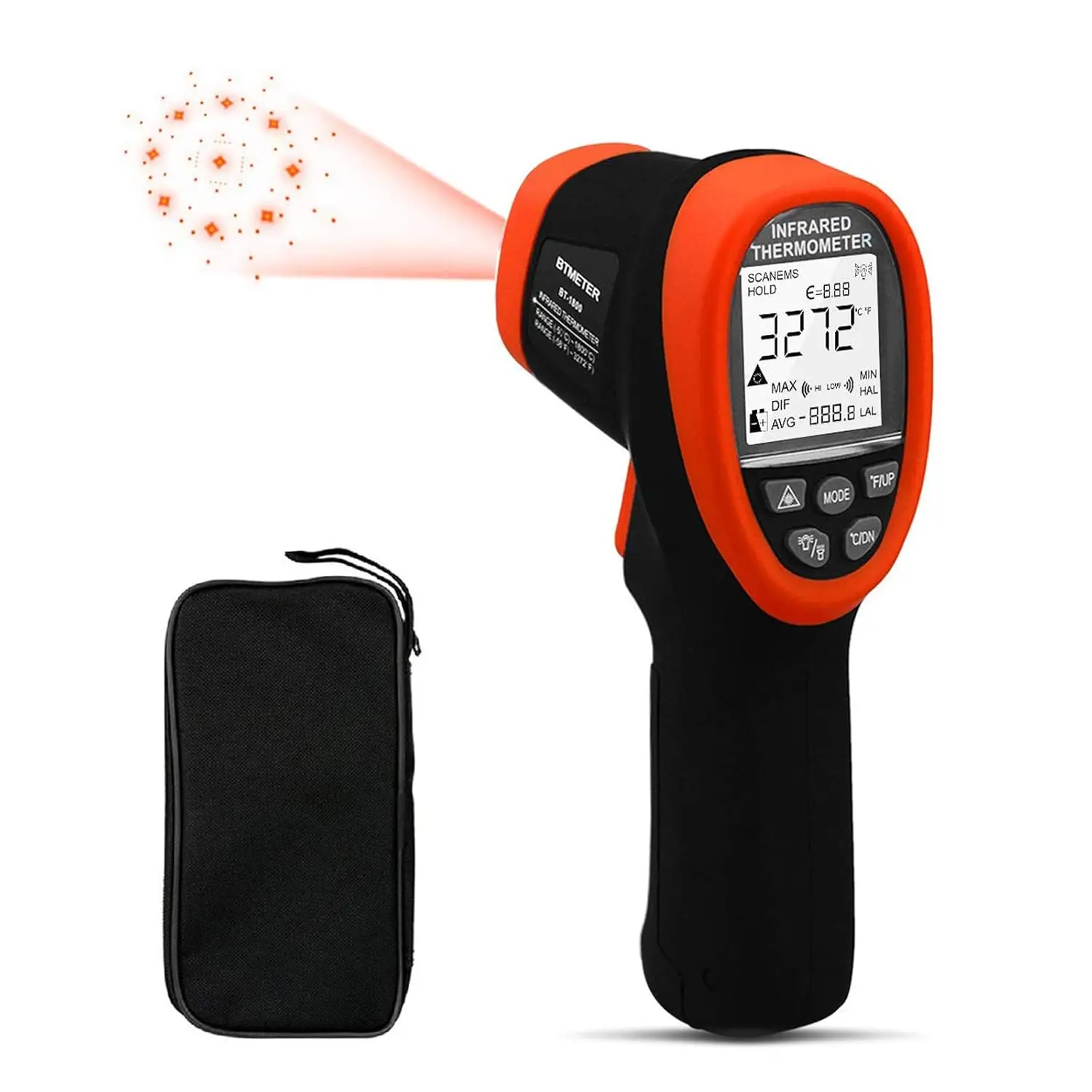 

BT-1800 High Temperature Infrared Thermometer - Non-Contact Pyrometer - Measurement Range -58°F ~ 3272°F (-50°C ~ 1800°C) -Blue