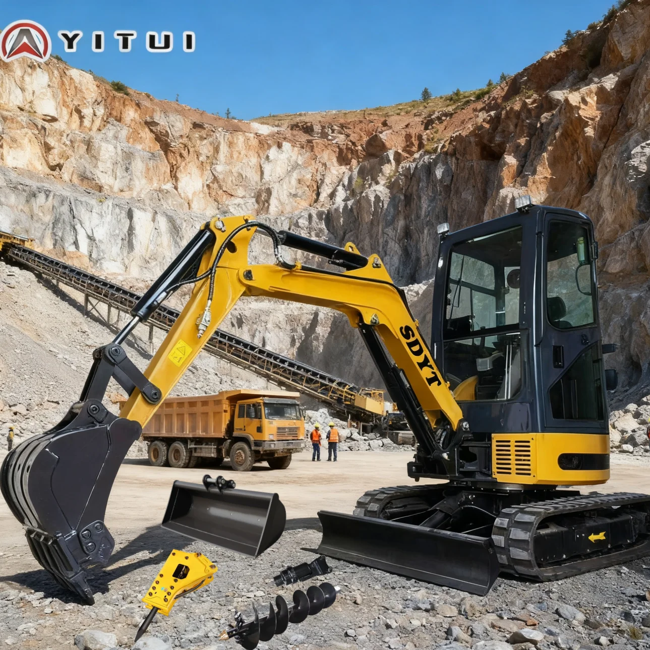 SDYT 미니 굴삭기 소형 크롤러 굴삭기 가정 정원 공사용 도랑 파기 및 철거 유로 5 쿠보타 엔진 맞춤형