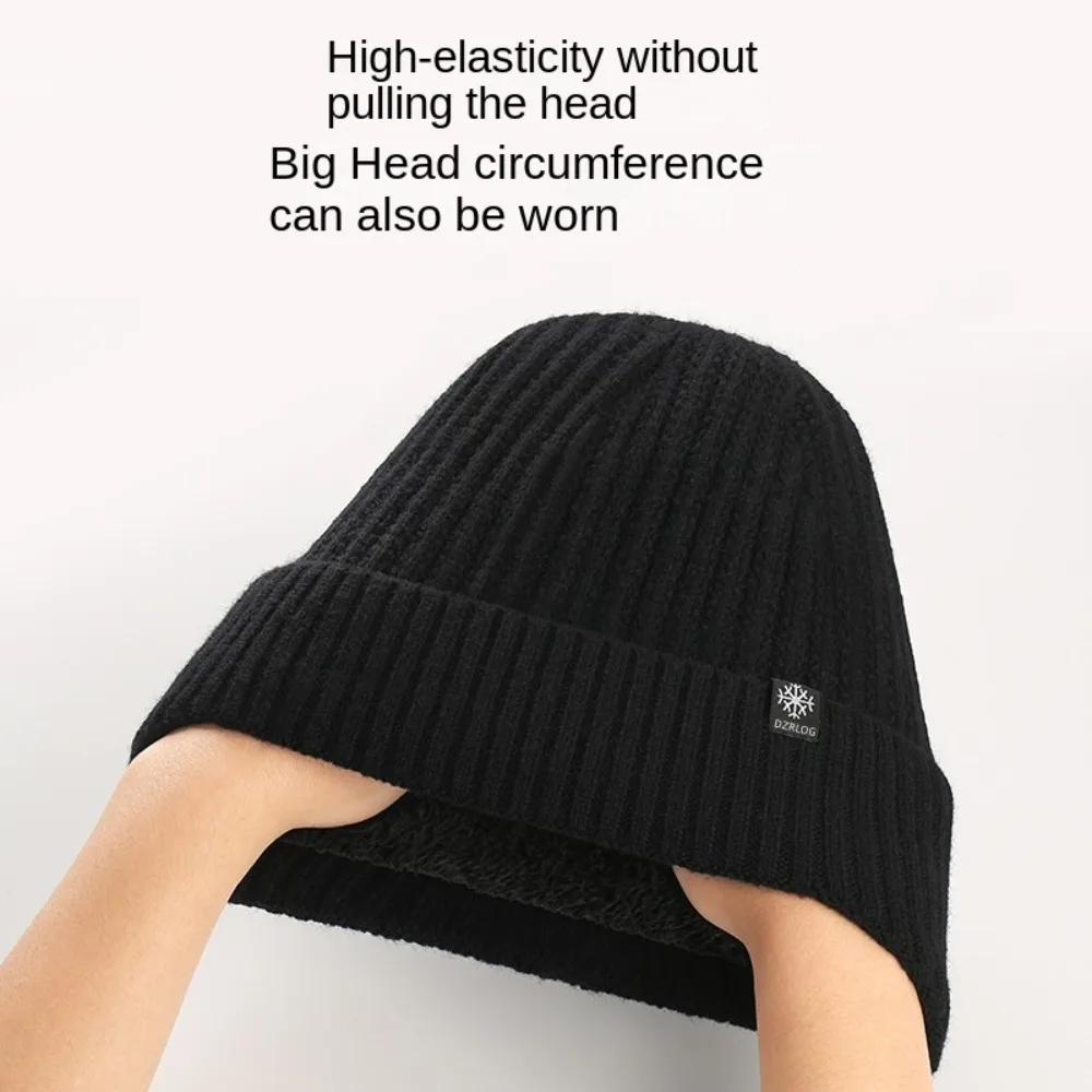 Casual Thickening Knitted Hats Windproof Plush Beanie Hats Ear Protectors Woolen Caps Middle-aged And Elderly Men