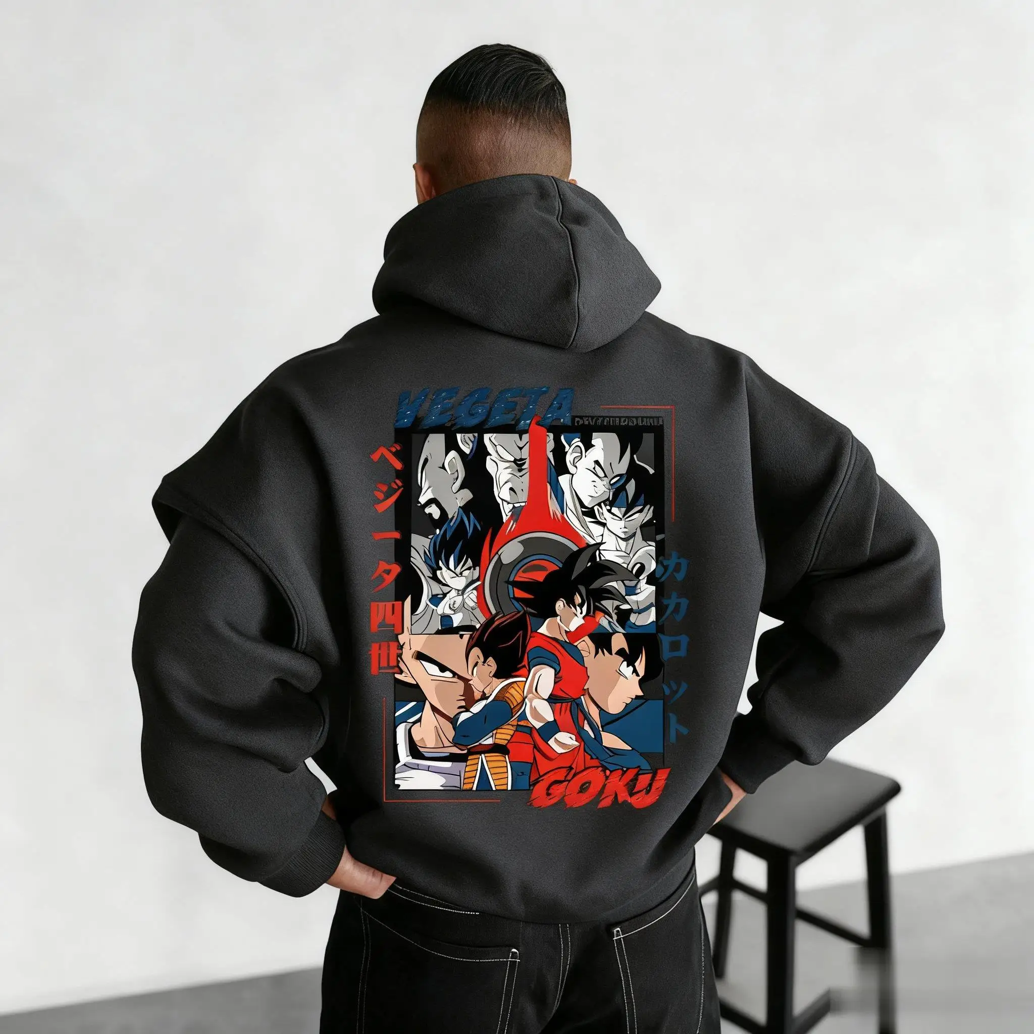 ドラゴンボールアニメ悟空ベジータプリントパーカー男性女性カジュアルストリートコスプレプルオーバースウェットシャツ新ファッショングラフィックパーカー