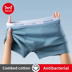 MiiOW 3Pcs Combed Cotton Men Underwear Boxers Antibacterial Internal File Mens Underpants Winter Soft Comfortable Men's Panties