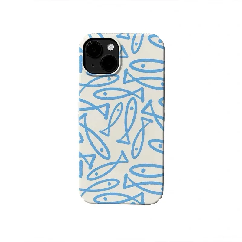 

Blue Line Small Fish Phone Case for IPHONE 17 Air 16E 15 PROMAX 14 Plus 13 12 MINI 11 PRO 16Plus XR XS MAX Acrylic Phone Cover