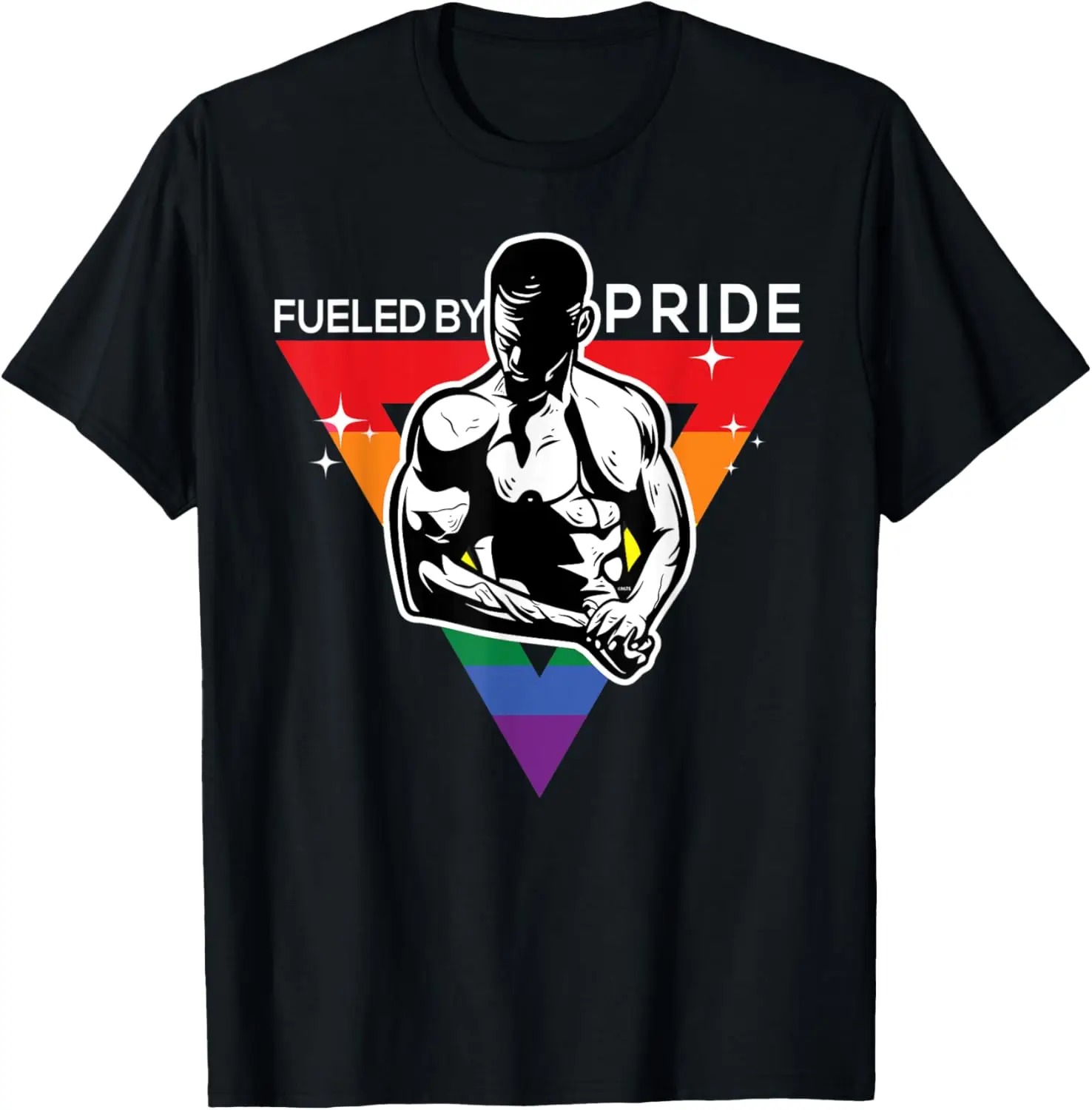 Fueled by Pride Gay Pride Guy in Rainbow Triangle Gift T-Shirt