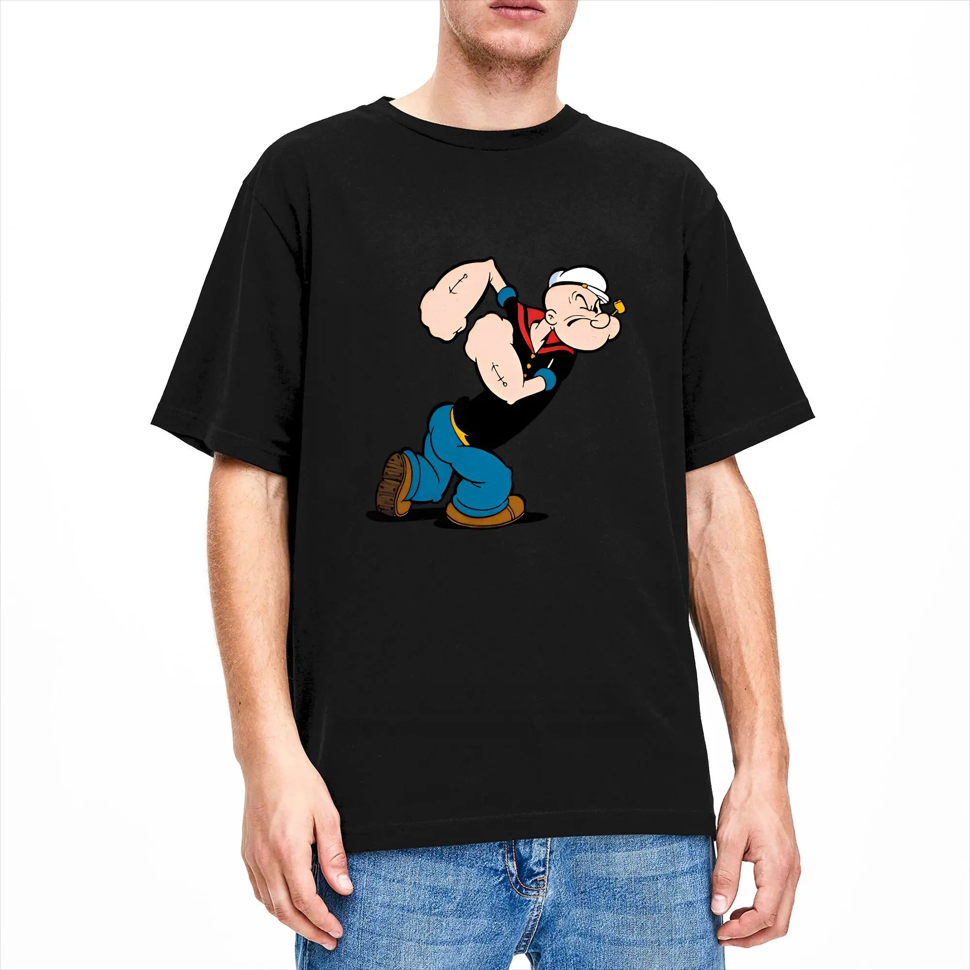 Fun Cartoon Bluto and Olive Oyl Character T-Shirt Men Crewneck Cotton T Shirts  Short Sleeve Tee Shirt Classic Tops