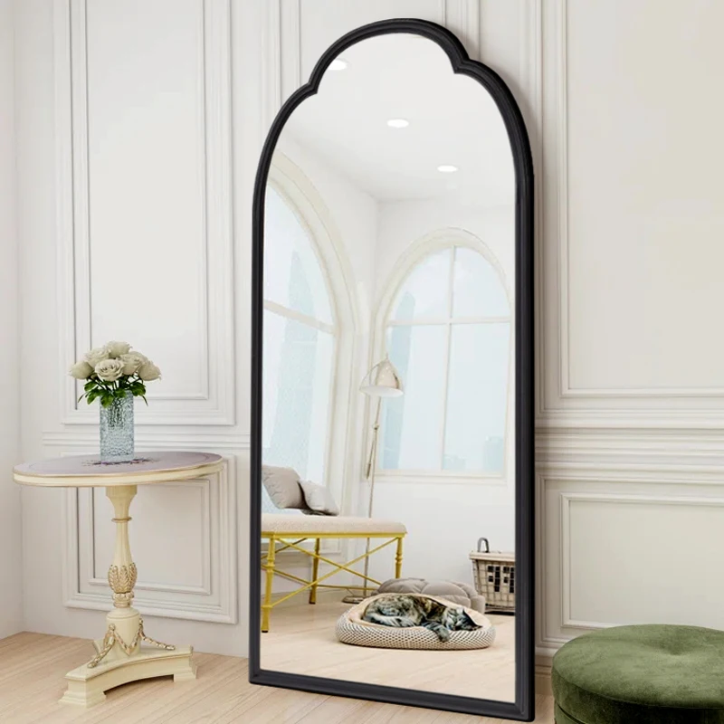 

Full-length mirror Arched full-length mirror Wall-mounted retro wall-mounted light luxury bedroom Home floor-to-ceiling mirror