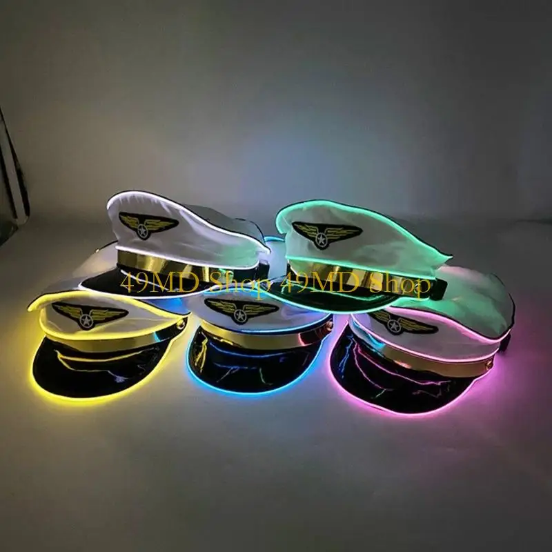 49MD Multicolor Illuminated Cap Practical Polyester Fabric Dynamic Lighting Cap Illuminated Hat For Raves And Costume Parties