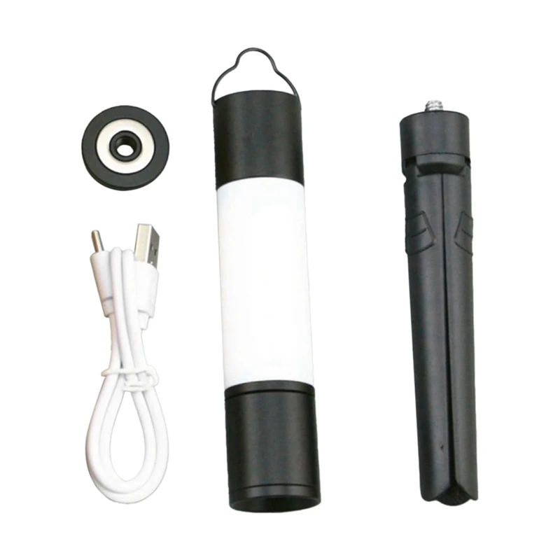 AT02-Outdoor Camping LED Telescopic Flashlight With Tripod Nuts Multifunctional Rechargeable Retractable Light Table Lamp