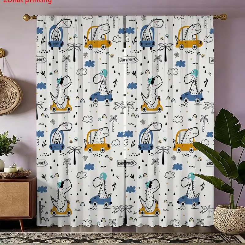 Cute Cartoon Nursery Curtains Baby Animal Print Window Curtains for Kids Room Decor Shower Curtain Whimsical Playful Nursery Cur
