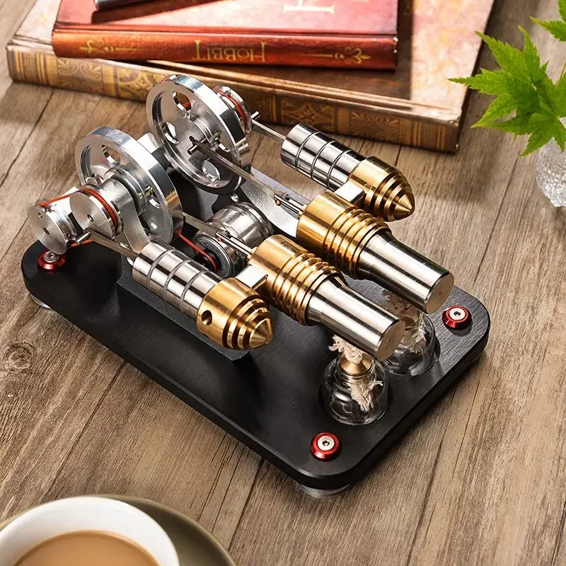 CNC high-end manufacturing of all metal engine, V4 twin cylinder four cylinder Stirling engine, generator set, antique engine