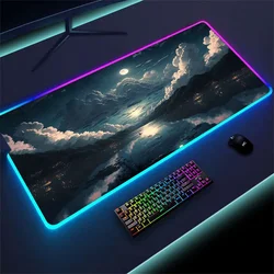 Gaming Mouse Pad with Backlight Mouse Carpet Huge Rugs Rgb Mat 900 300 1200 600 100x50 Rubber Mat Landscape Led Pc Gamer Speed