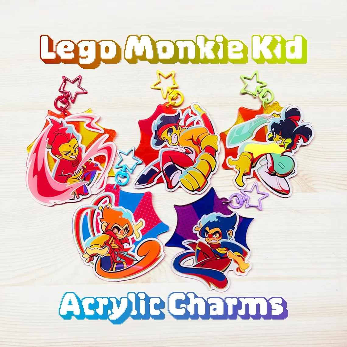 Lego Monkey Boy Acrylic Pendant Keychain for Boys And Unisex Cartoon Style ABS Material Fashionable Accessory