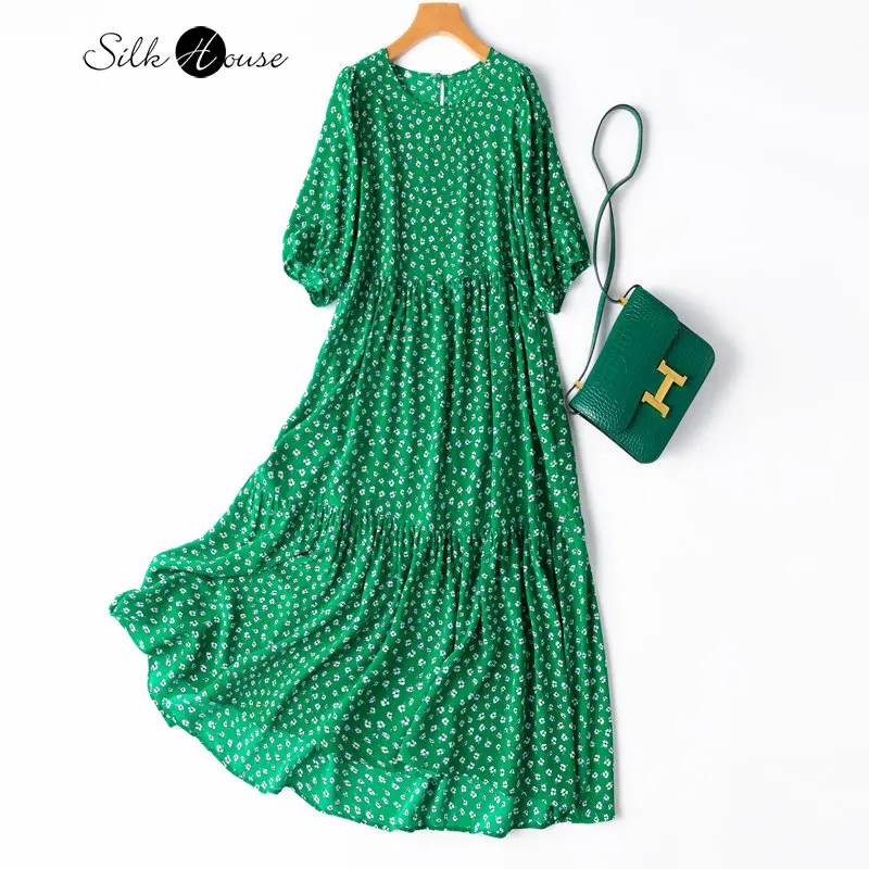 

2.5M Large Silk Silk Silk Court Style Bubble Sleeve Loose Version Doll Skirt Women's Fashion New Spring/Summer Dress