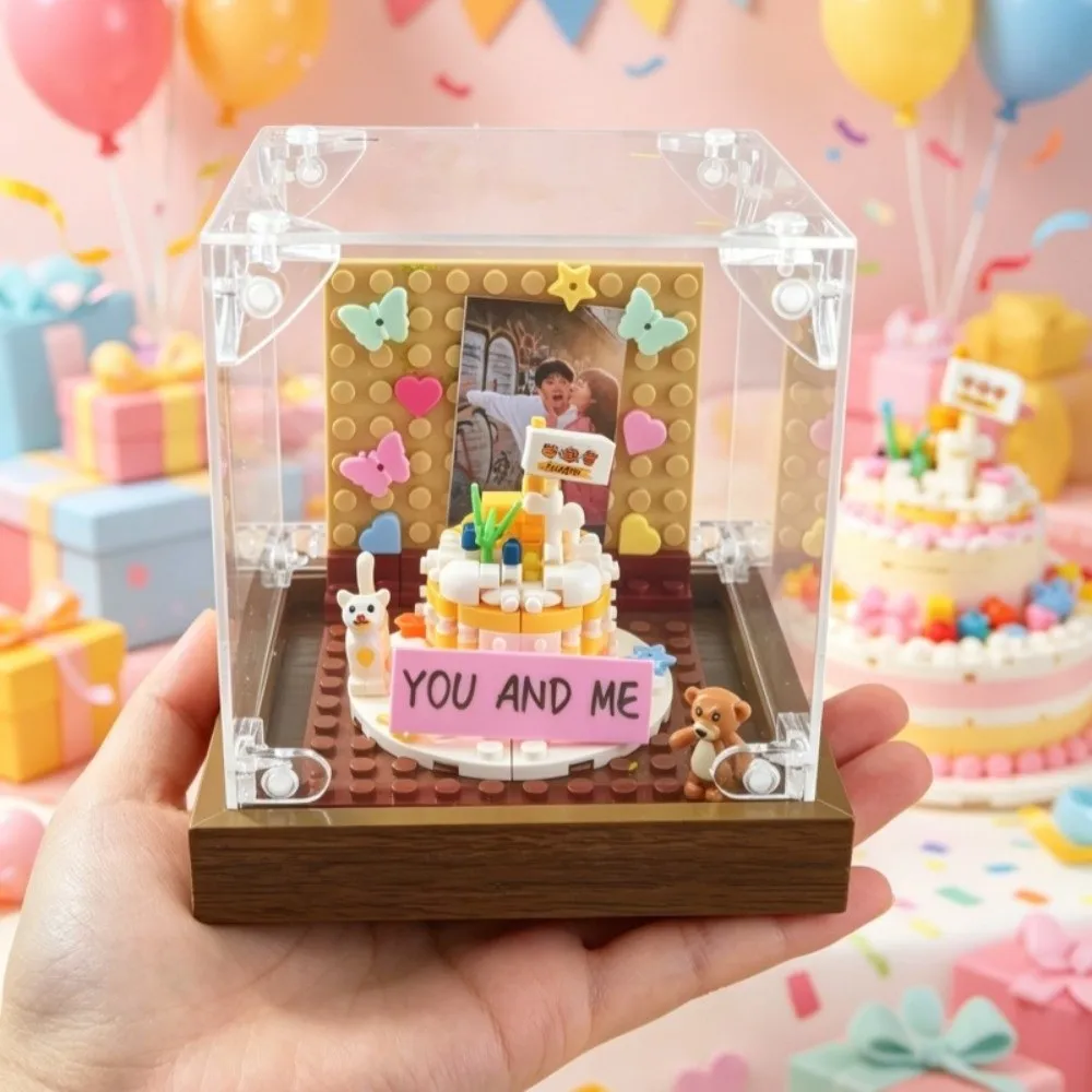 New Transparent Cake Photo Frame DIY Creative Design DIY Cake Model Desktop Decoration Building Block Toy Anniversary Gift