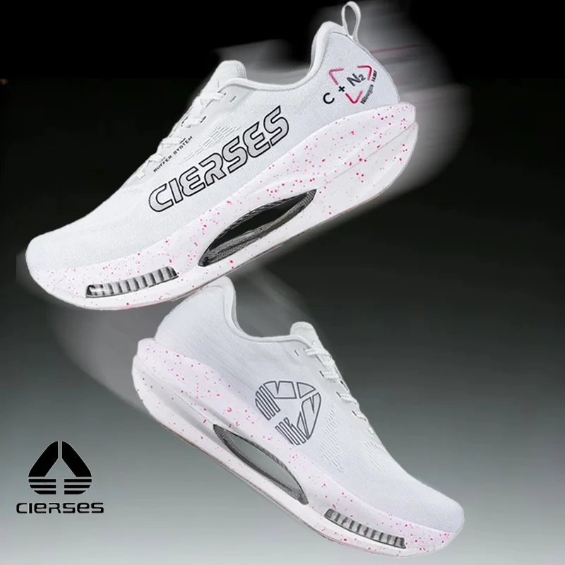 CIERSES Men's Carbon Plate Running Shoes Nitrogen Air Cushion Shock Absorption Stable Training Sports Shoes