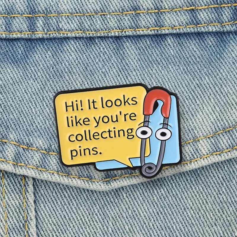 Hi It Looks Like You're Collecting Pins Cute Cartoon Collector Brooch Speech Bubble Lapel Badge Jewelry Gift for Friends