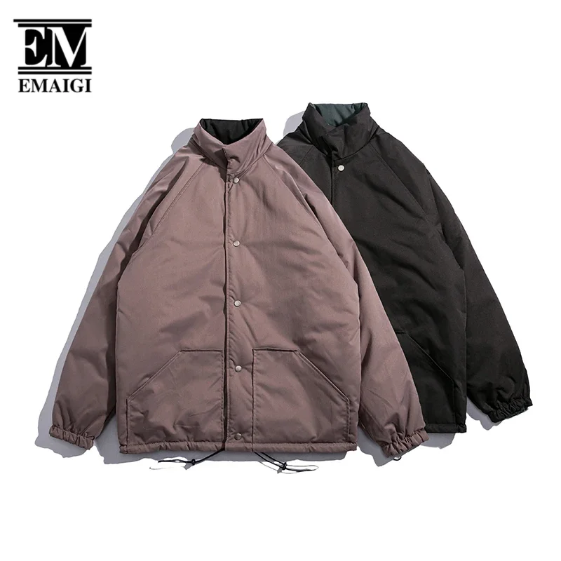 Double Sided Can Wear Winter Jacket Men Japan Streetwear Fashion Loose Casual Vintage Cargo Parkas Jacket Outerwear Male Coat