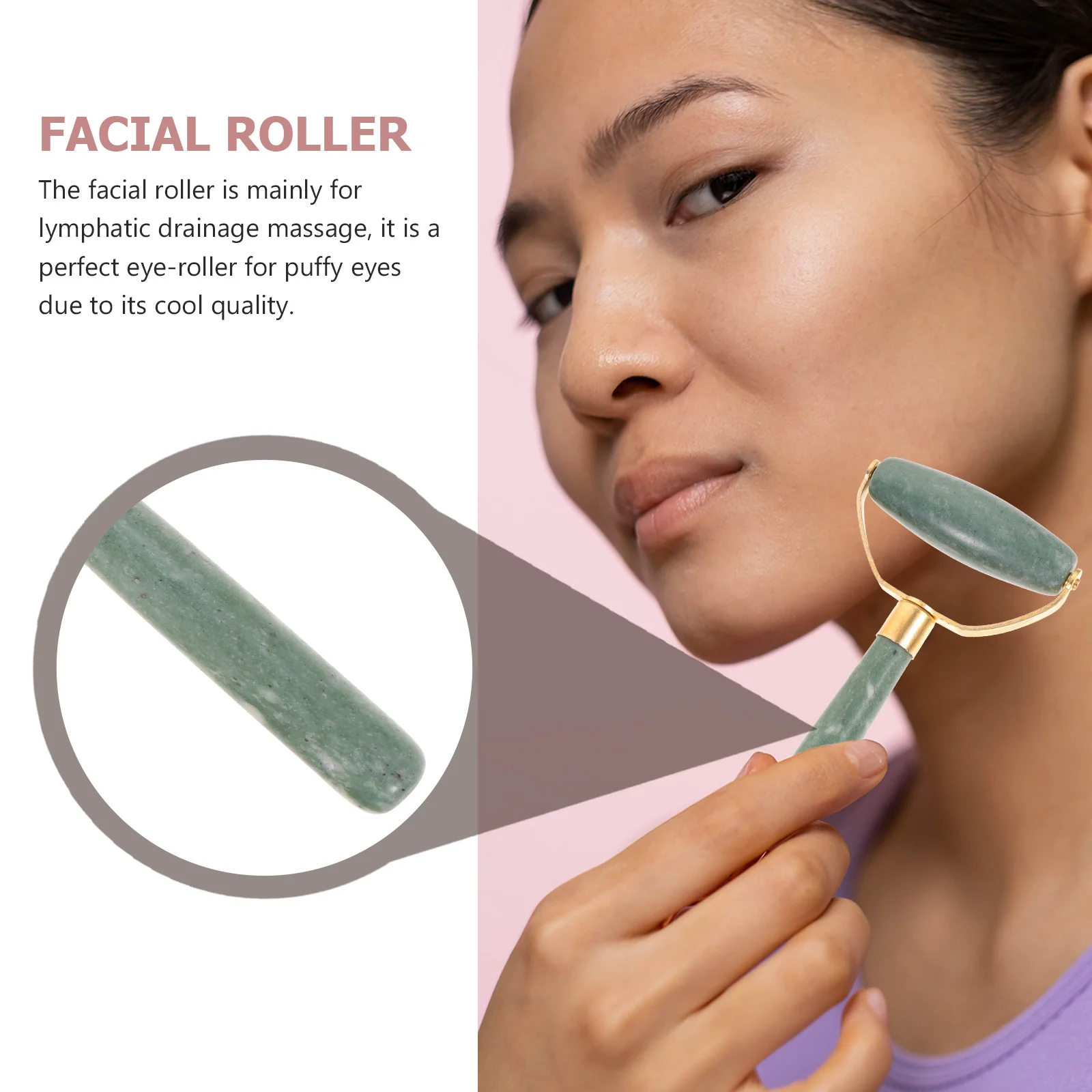 ลูกกลิ้งหยก 2 ชิ้น เครื่องนวดหน้า บำรุงผิวหน้า ลูกกลิ้งนวดรอบดวงตา นวดผิวหน้าและผิวกาย เครื่องนวดพกพา ช่วยผ่อนคลายผิวหน้า