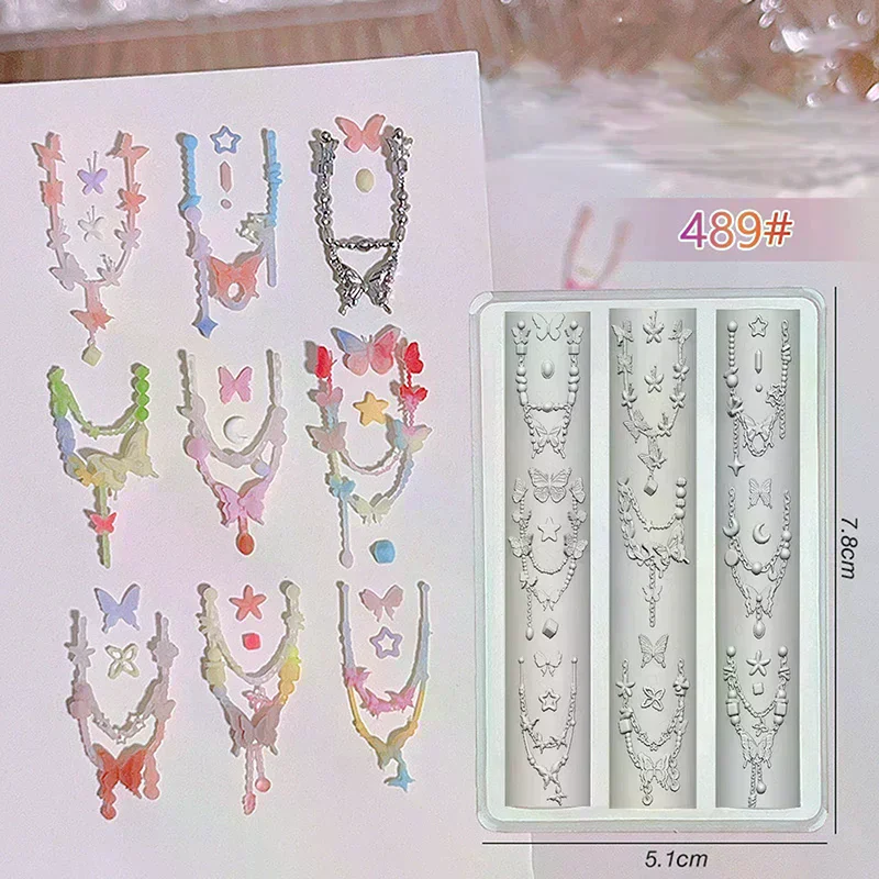 Bowknot Bead Chain Ribbon 3D Silicone Mold Nail Art Decorations DIY Design Silicone Nail Art Mold Template For Nail Charms