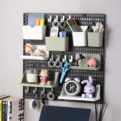 Wall Mount Shelf Hooks, Hole Board, Rack de armazenamento auto-adesivo, Desk Organizer, Organização do quarto, Vários Home Storage Acessórios