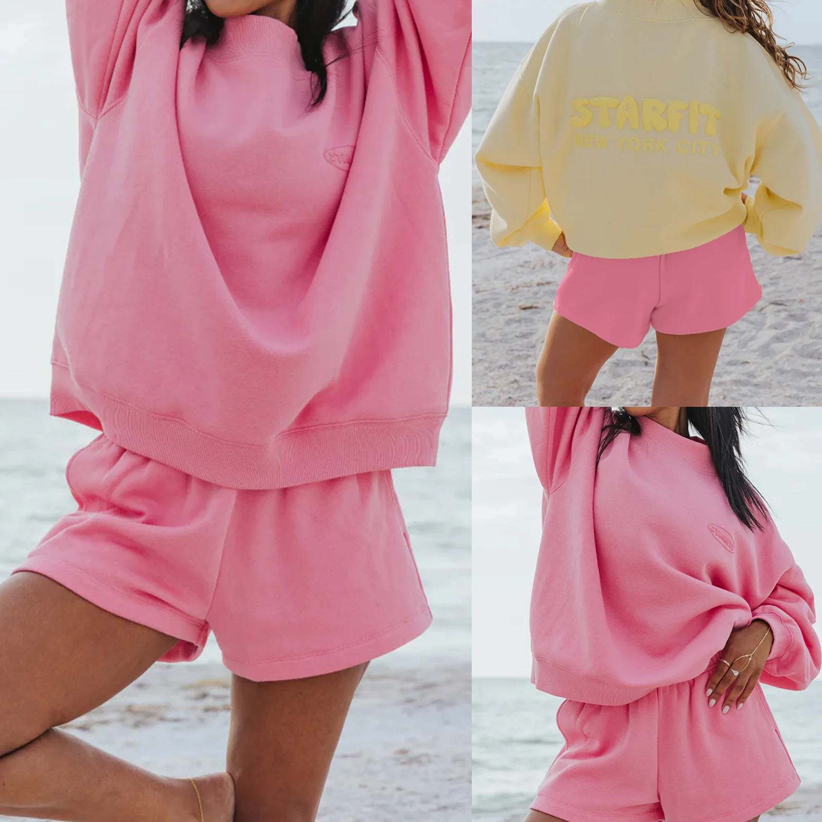 Combhasaki Women Y2K Athletic Loose Fit Shorts Solid Color Drawstring Elastic High Waist Wide Leg Sweatshorts for Sports Running