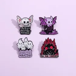 Punk Halloween series Enamel pin Cute Black Cat Bat Ghost Skull Brooch Lapel Accessories Badge Gift For Friend Jewelry Wholesale