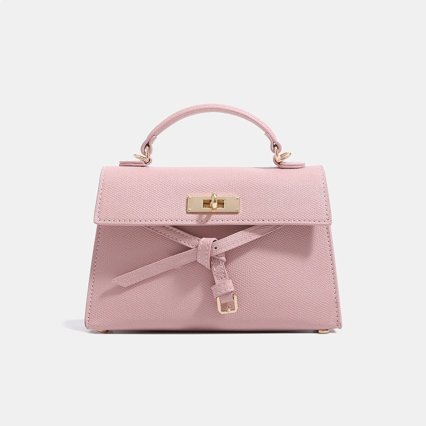 2026 Autumn New Premium Grained Leather Handheld Kelly Bag Elegant Commute Shoulder Crossbody Bow Knot Bag for Women