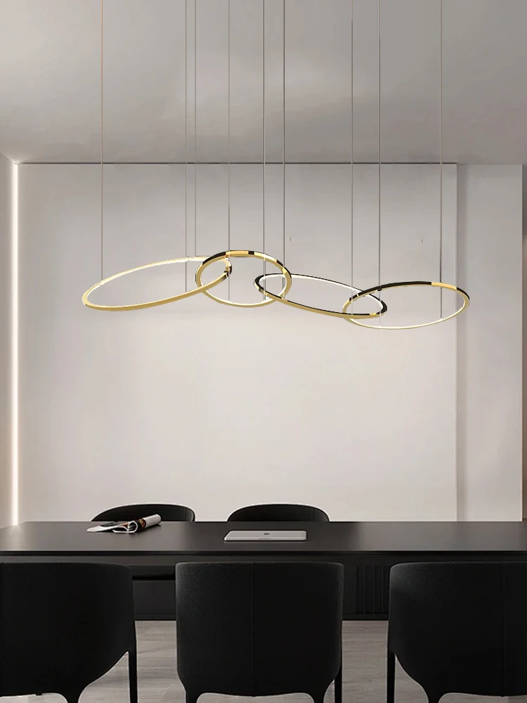

2025 Modern Gold Stainless Steel Circles Ceiling Pendant Lights over Dining Room Table Bar Home Decoration Hanglamp Lustres