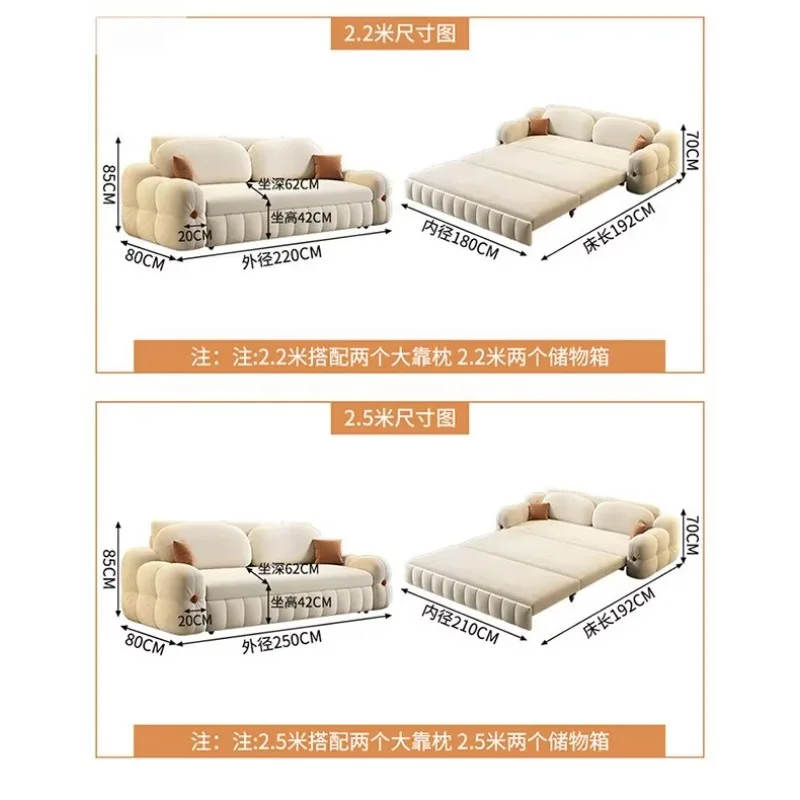 Anju flannel sofa bed dual-purpose integrated multi-functional pull-out foldable storage small apartment new sofa bed
