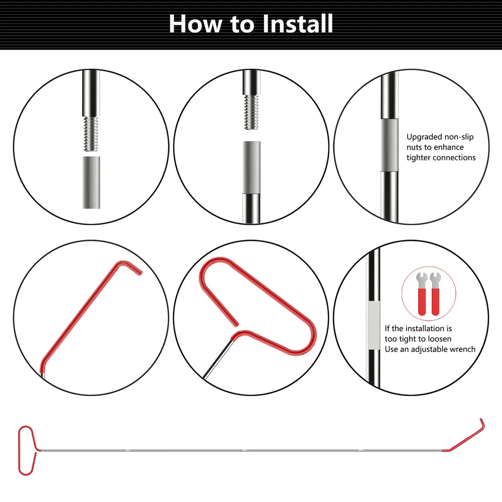 Car Tool Kit, Stainless Steel Assorted 5th Wheel Pin Puller, Long Distance Hook Tool, Long Reach Tool, Pull Hook J-Hook
