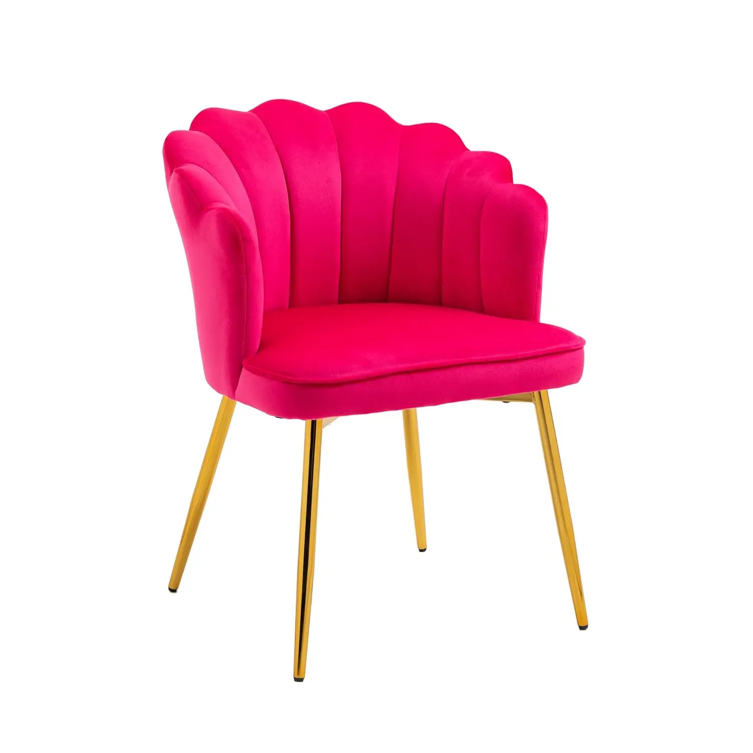 

Velvet Upholstered Chair Petal Back Rose Gold Metal Legs Bedroom Dining Customized