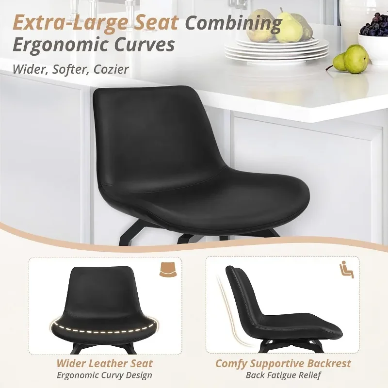 LUE BONA 360° Swivel Bar Stools Counter Height Bar Stools Modern Faux Leather with Enlarged Seats, Metal Legs for Kitchen Island view 4