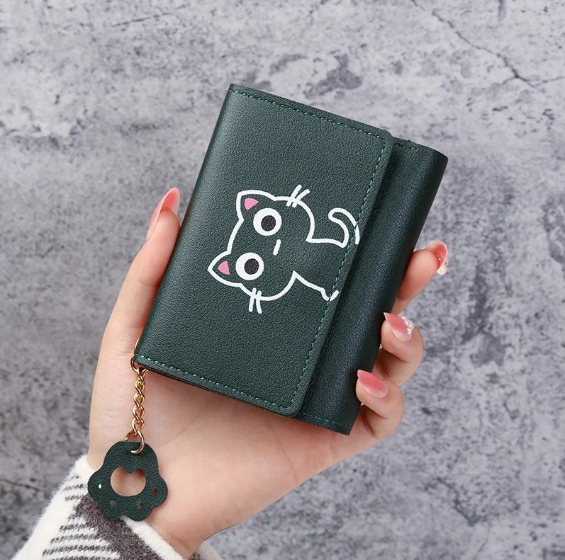 Porte-monnaie avec fermeture éclair pour femme, porte-cartes d'identité, portefeuille mignon, porte-monnaie à fente multiple, grande capacité, mode