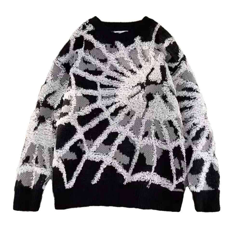 Senior plankton tampan spider jacquard ukuran besar crewneck sweater pria dan wanita sederhana niche ins sweater longgar