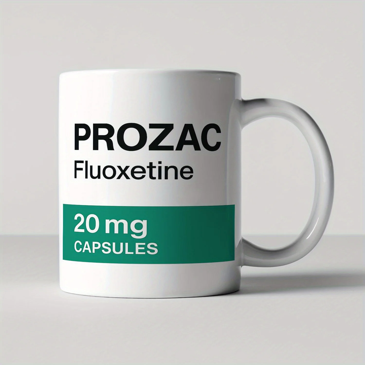 Prozac 20mg Fluoxetine Mug Green Label Tablet Cup for Mental Health Awareness Gift for Doctors Nurses Students Office Decor Birt