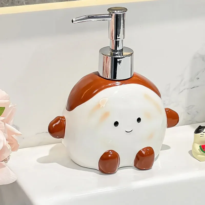 

Cute Roujiamo Light Luxury Ceramic Hand Wash Bottle Toilet Shower Gel Pressing Empty Bottle Dispensing Bottle soap dispenser