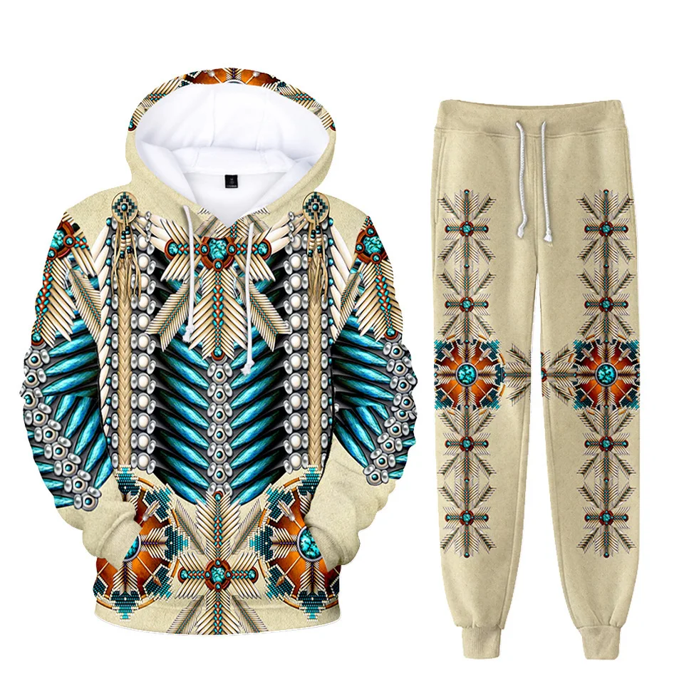 Hip Hop Comfortable Indian 3D Print Sweatshirt Sweatpants Suit Adult/child Hoodies+ Trousers Suit Boys/Girls 2 Piece Set Clothes