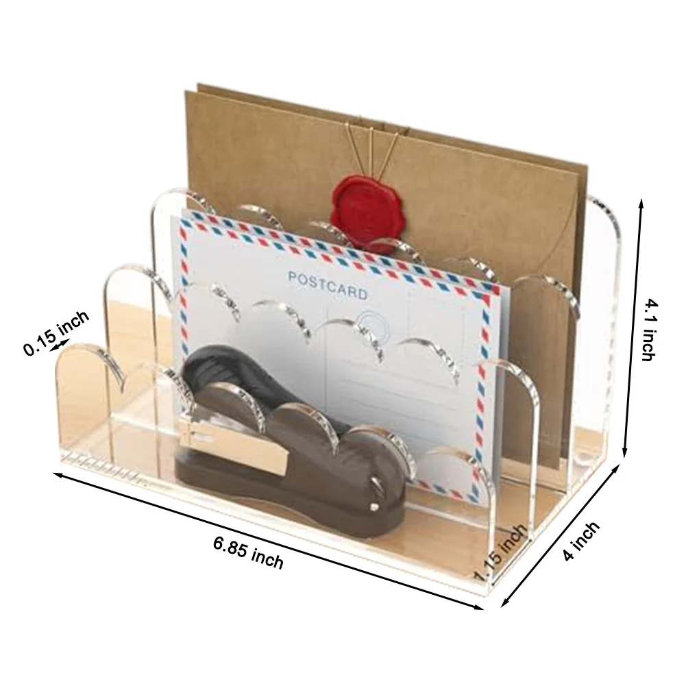 1 PCS Transparent Desktop Organizer 3-Compartment For Sorting Bills Receipts Stationery Home Office Decor