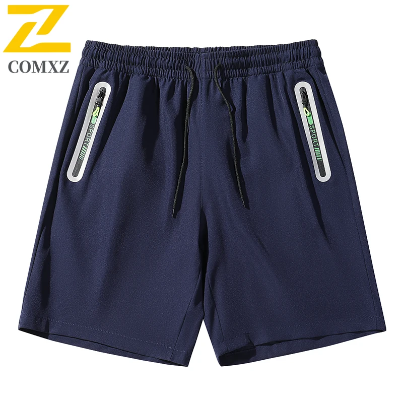 

Мужские повседневные шорты больших размеров, дышащие, быстросохнущие, свободного кроя, с принтом и карманами на молнии, для отдыха и спорта