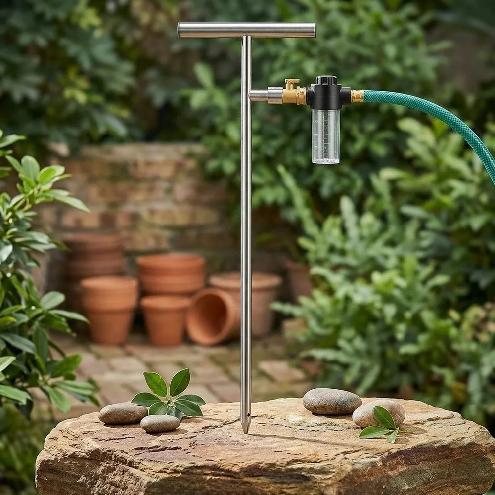 T Handle Irrigation Spike 32 Inch Long Made of Stainless Steel for Direct For root Watering in Gardens and Orchards